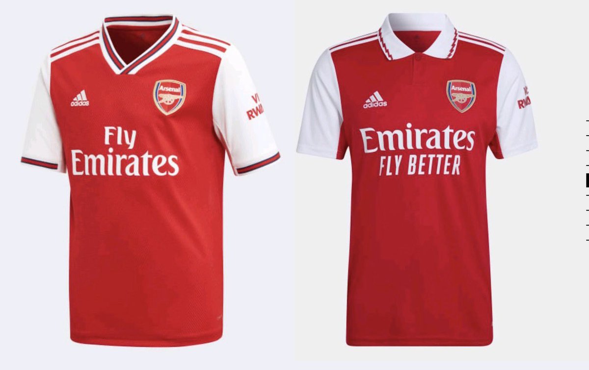 GarethGust's tweet photo. Arsenal (19/20) v Arsenal (22/23) Wear a white polo shirt underneath your old jersey &amp; Boom you’ve saved €100 &amp; you have the New Jersey! @Arsenal @adidasfootball @AFTVMedia @thearsreview @Arsenation @ArsenalHQ https://t.co/myYSXKdOI4