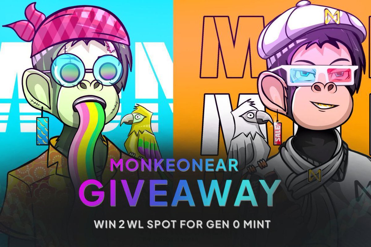 🎉MonkeONear WL Spots giveaway🎉

We're giving away 2 WL Spots of @MonkeONear to 2 winners🥳

To win:
✅ Follow <a href="/SenderWallet/">Senderwallet</a> + @MonkeONear 
❤️ Like + RT
🗨️ Tag 3 friends

⏰48 hours