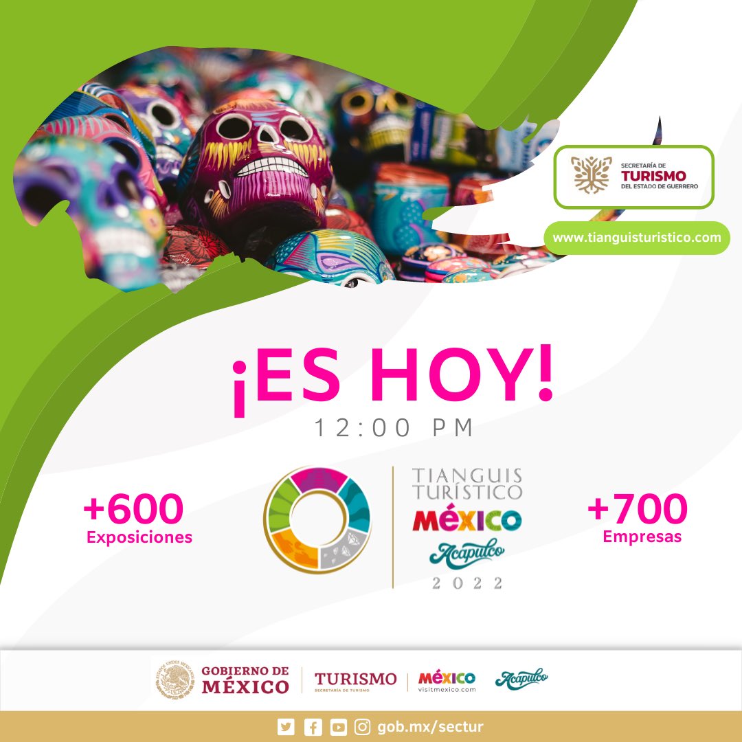 tianguistur_mx's tweet photo. ¡Es hoy!

Finalmente la espera terminó, comienza el #TianguisTurísticoAcapulco2022  este recorrido cultural con + de 600 expositores y + de 700 empresas reunidas creando nuevos negocios 🤝

¡Bienvenidos a Acapulco!
@SECTUR_mx https://t.co/vq7QXs3YUN