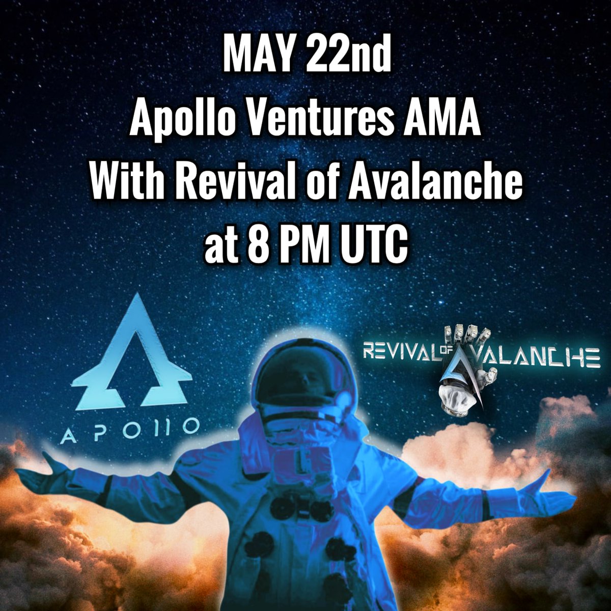 Play_Eternis's tweet photo. IT IS AMA TIME!
Date: 22nd May
Time: 8pm UTC
Place: Apollo Ventures Telegram 
https://t.co/OAs8rDSgjp
@a11_ventures 

#AMA #P2E #NFTGame #NFT #NFTCommumity #avax #BNB https://t.co/g2mwAHXM7f