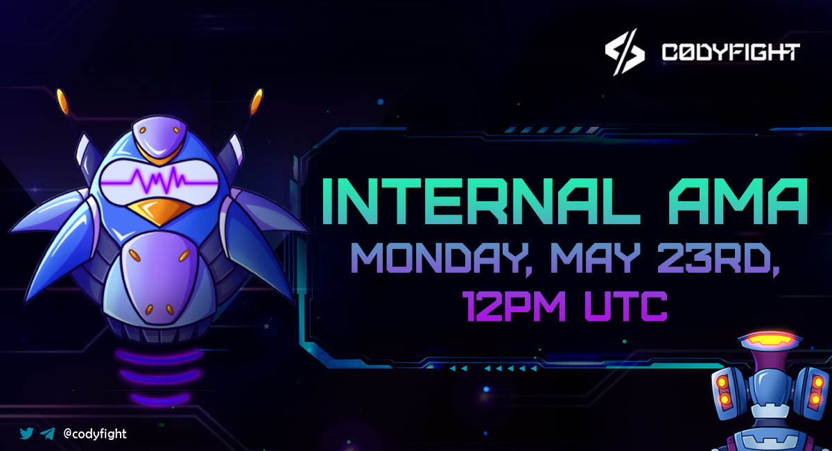 codyfight's tweet photo. Internal #AMA Tomorrow! 🚀
Featuring our CEO - Andrius! 😎

⏰ Monday (May 23rd) | 12 pm UTC
🏡 https://t.co/ZHGgZIr8R9
💰 $300 Prize pool

Like, retweet, submit your questions and tag 3 friends in the comments! 💬

See you there! 😉
#Metaverse #NFT $CTOK #NFTgame #GameFi https://t.co/HOGubCas0t