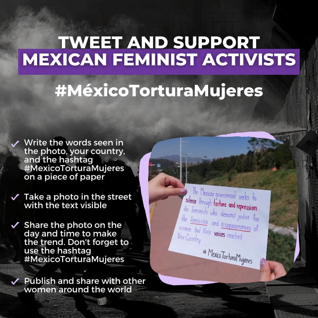 desobedienciarf's tweet photo. This is a global call to act against the violence that women and girls face everyday in Mexico. Join us by sharing a picture next Wednesday in social media #MéxicoTorturaMujeres https://t.co/9dNj4eAjQj