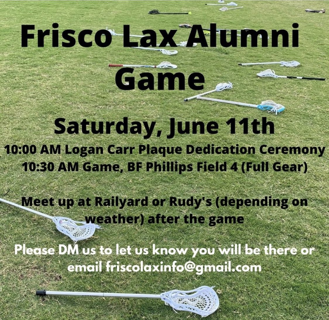 Calling all Frisco Lax Alum!!! Dust off those cleats and join us on June 11th!