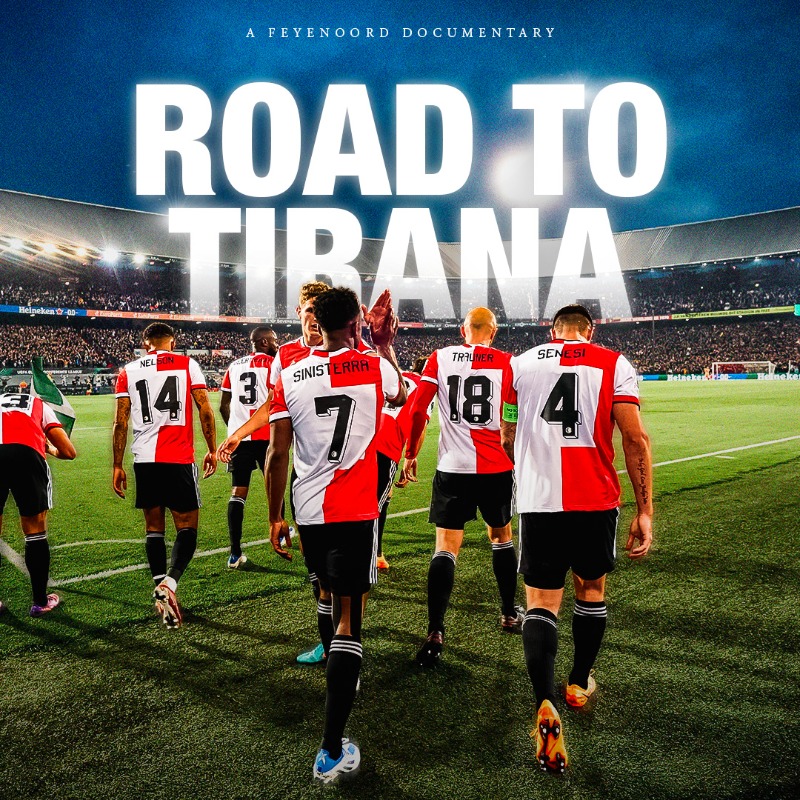 Feyenoord's tweet photo. Grab your popcorn for this one! 🍿

📽️ 19:08 uur in première | 𝐑𝐨𝐚𝐝 𝐓𝐨 𝐓𝐢𝐫𝐚𝐧𝐚
 ﹂ A Feyenoord documentary

#UECLfinal