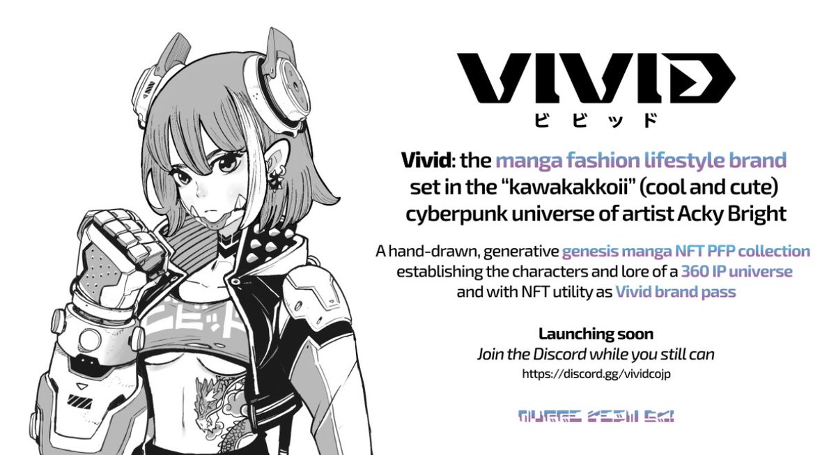 🎉Blues x <a href="/vividcojp/">vividcojp</a> Giveaway🎉

Vivid: 8888 collection &amp; brand pass, by artist Acky Bright.

Art, fashion, and popup events for an exclusive community.

Prize: 3x WL🎟️

To Enter:
1⃣ Follow <a href="/vividcojp/">vividcojp</a> &amp; <a href="/nft_blues/">Mr.Blue</a> 
2⃣ Like/Rt/Tag 
3⃣ Join discord.gg/vividcojp

48 Hr!
#bluesnft