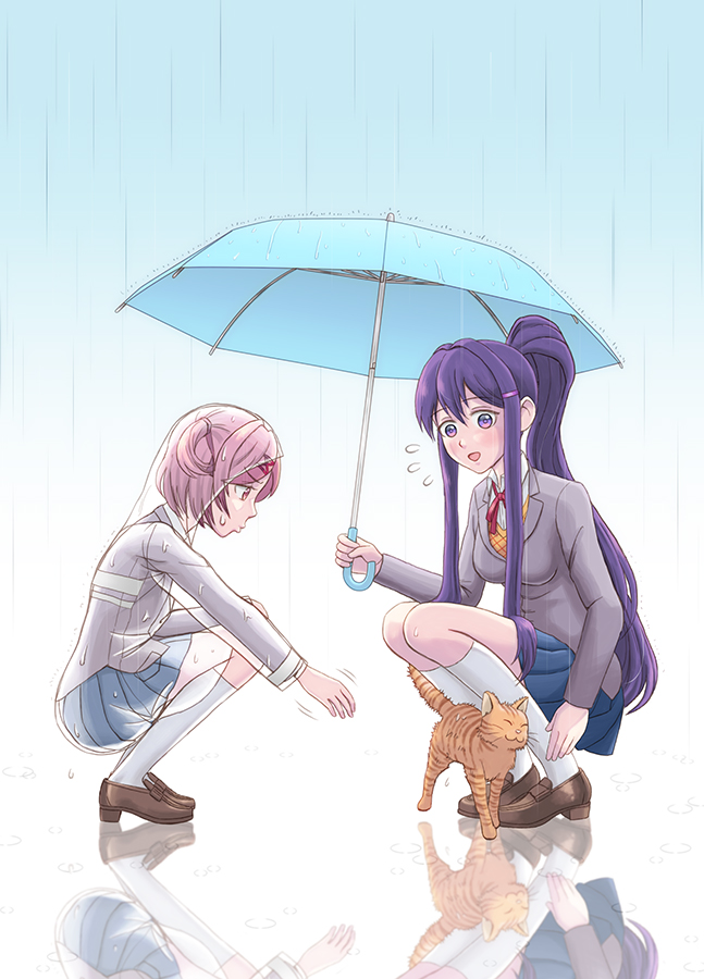 keito_nagumo's tweet photo. 雨宿り
#ドキドキ文芸部 #DDLC 
#DokiDokiLiteratureClub 
#DDLCfanart https://t.co/COjUbroxVb