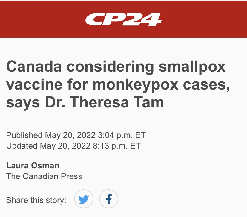 RealAndyLeeShow's tweet photo. The Government of Canada tendered a contract for PHAC to acquire 500,000 doses of smallpox vaccine on April 21, 2022.

The WHO reported on May 21, 2022 that since May 13th, cases of monkeypox have been reported from 12 Member States.

Still think they are being upfront with us? https://t.co/CzrQMPMhrP