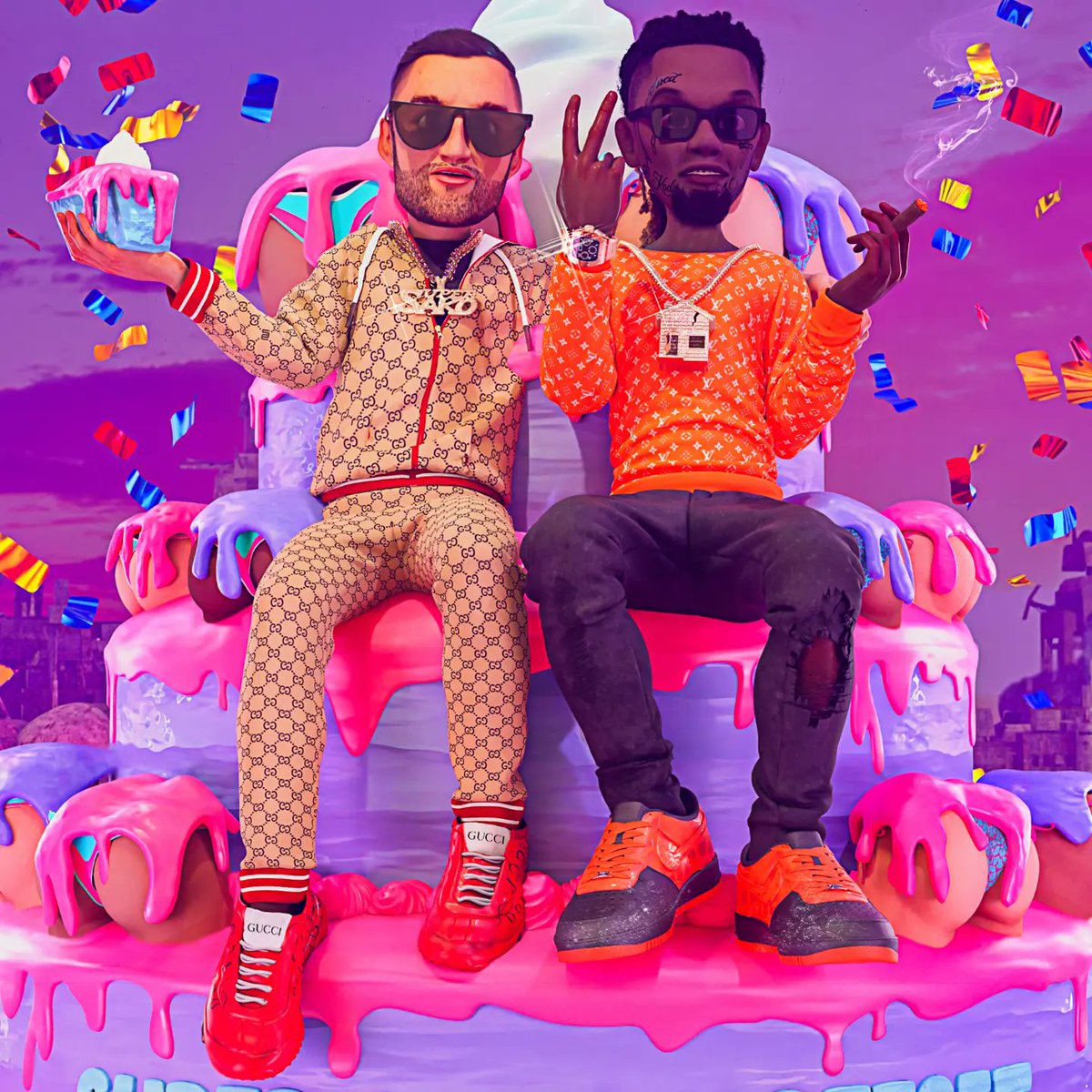 uncographics's tweet photo. Official cover art for @RealSuperSako and @OffsetYRN new single "Cake" made by @esirchio and @UncoGraphics. Stay tuned for more BTS!

RUN IT UP!

@blenderfoundation @maxon #cgi #blender #c4d #spotify #albumart #offset #render #bmg #hiphop #rap #surrealism #adobe https://t.co/37FQDJrCDl