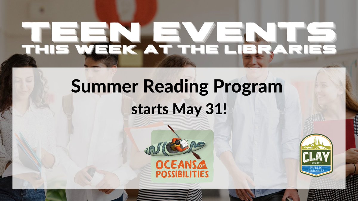 ClayLibrary's tweet image. Check out these events happening this week at your local Clay County Libraries.
#ClayCoLibrary