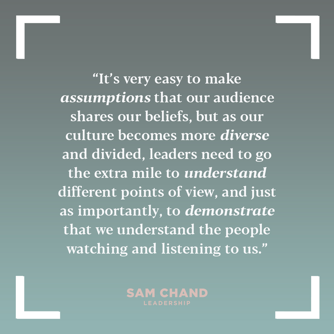 samchand's tweet photo. Don’t assume your audience thinks the same way you do. Learn your audience! #SamChand #Leadership #Coaching #Consulting #ChangeHasChanged #Leaders #Assume #Believe https://t.co/IThtBJpI23