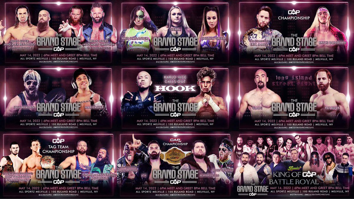 PREMIERING TONIGHT on <a href="/indiewrestling/">IWTV</a> at 9/8c

Create A Pro presents #TheGrandStage

Featuring
• HOOK
• <a href="/TheMattCardona/">Matt Cardona</a>
• <a href="/Myers_Wrestling/">Brian Myers</a>
• <a href="/callmekrisstat/">Kris Statlander</a>
• <a href="/ImChelseaGreen/">CHELSEA GREEN</a>
• <a href="/SilverNumber1/">John Silver</a>
• <a href="/YTAlexReynolds/">Alex Reynolds</a>
• <a href="/PlatinumMax/">''Platinum'' Max Caster</a>
• @Rikers0
• <a href="/BFW/">Brandon Walker</a>

and MORE!

Who’s watching?