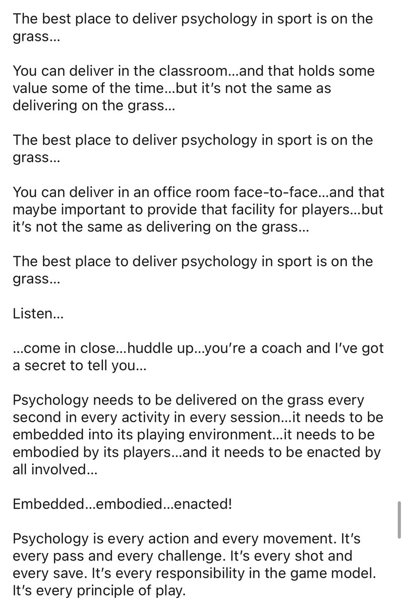 DanAbrahams77's tweet image. Psychology is technique and tactics and physicality…it needs to be embedded and embodied and enacted…and every coach and every player has to be all-in in every activity in every session…

Some thoughts on the importance of mental training on the grass…

Please have a read 😀