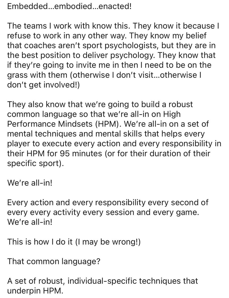 DanAbrahams77's tweet image. Psychology is technique and tactics and physicality…it needs to be embedded and embodied and enacted…and every coach and every player has to be all-in in every activity in every session…

Some thoughts on the importance of mental training on the grass…

Please have a read 😀