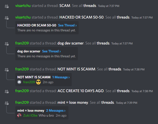 I hate scams and @KezukiNFT is one of em. Cheers to whoever hacked the server and warned everyone. Stolen art, provide a Screenshot for 2 sol so they know people will be minting??? and they can't even make a decent announcement. Stay safe💀#solana