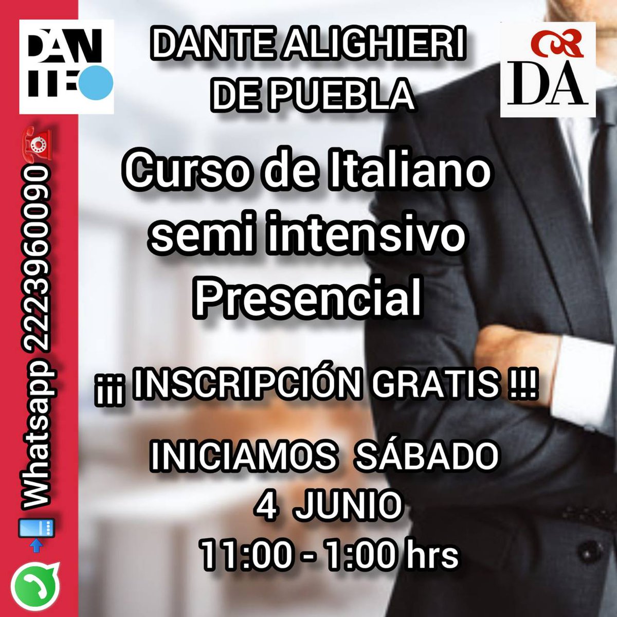 Inscripciones abiertas #dantepue curso presencial italiano básico A1 sabado