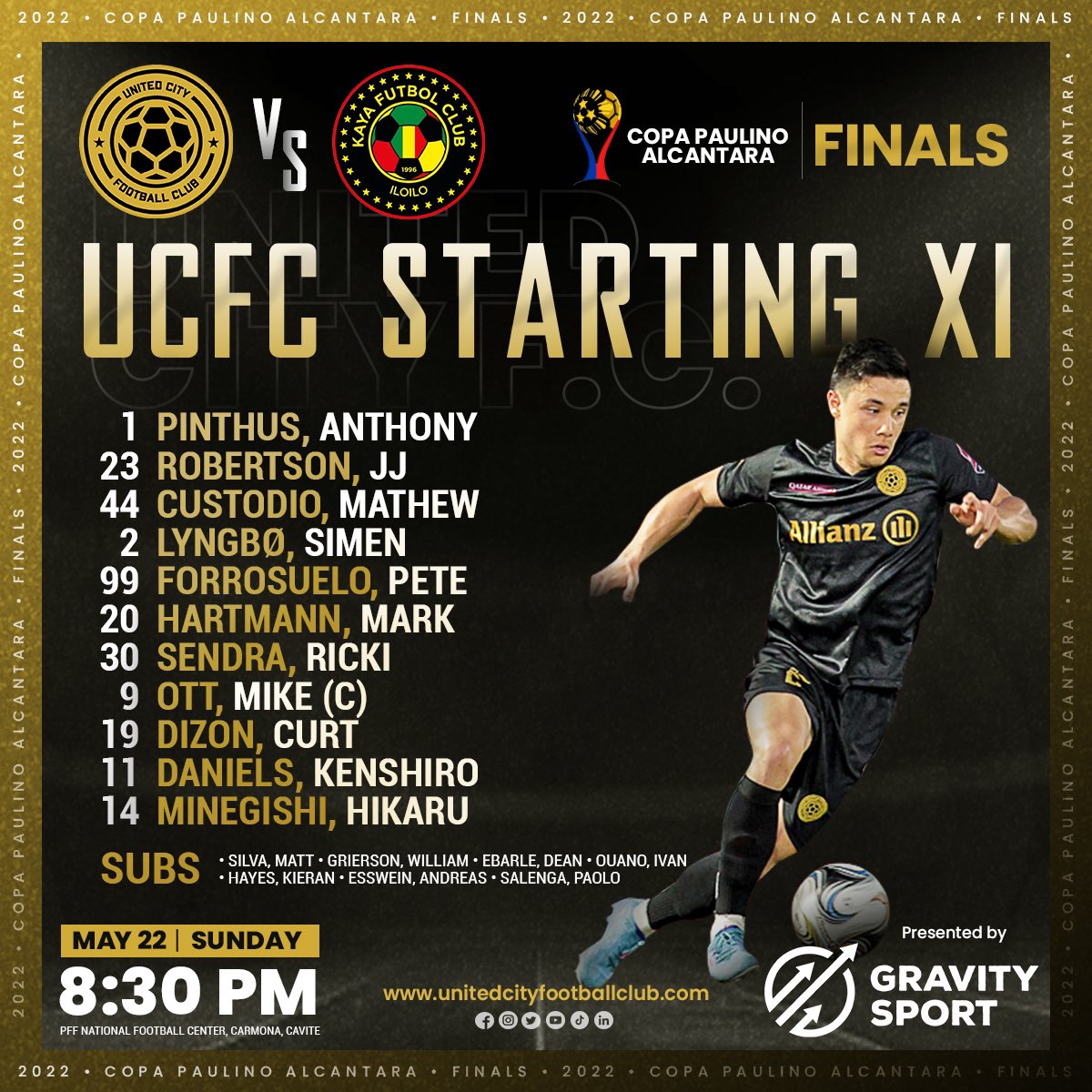 Tonight's Starting XI for our match against Kaya FC - Iloilo

#ucfc #unitedcityfootballclub #wearepfl  #CPA2022 #KeepTheDreamAlive