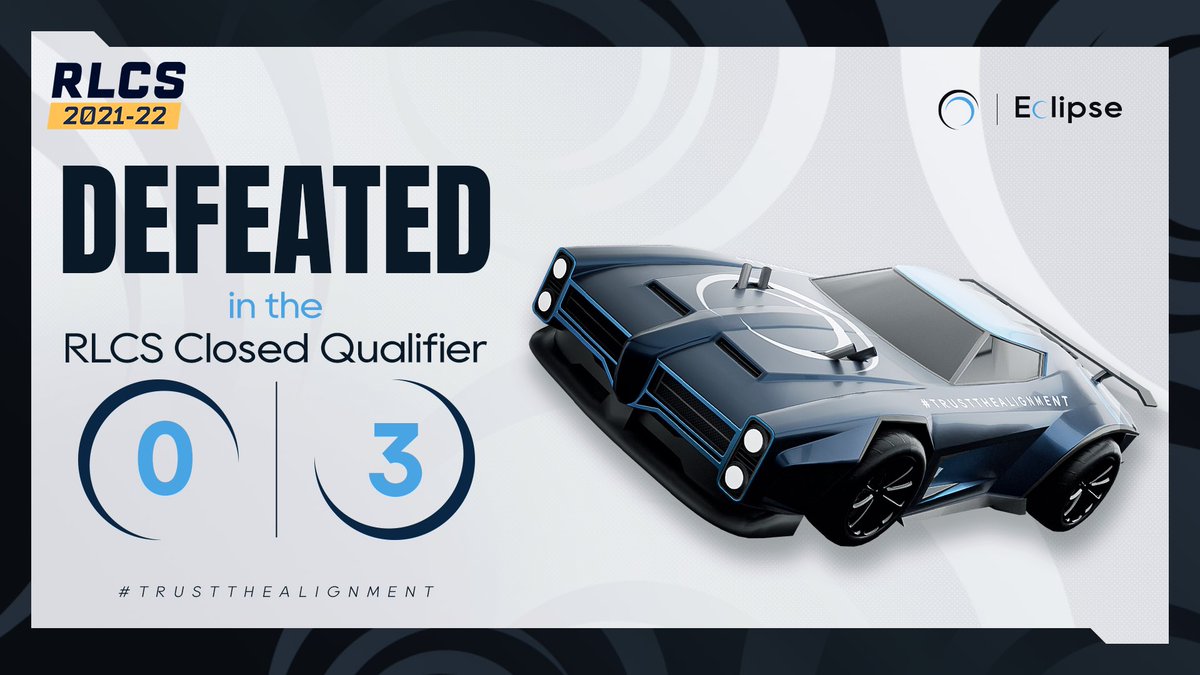 MoreBandits's tweet photo. [#Results] [#RocketLeague] 

Wasn’t our night!! 

Unfortunately get knocked out of the RLCS closed qualifiers. 

Keep your heads up, time to put in the work in the off season!! 

#TrustTheAlignment #ECLP #ECLPRL https://t.co/9BbN3m1jC5
