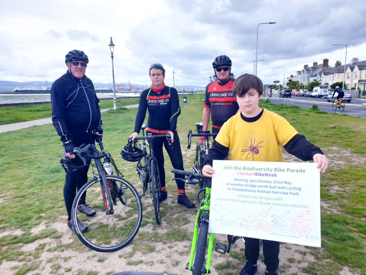 donna_cooney1's tweet photo. Getting set up for the #biodiversity #bikeweek #BiodiversityDay parade from wooden bridge to #Fairview park to join #pedalpalooza #KidsToParksDay #Kidsofbikes #bikelife #Cycletogether raffle for new bike and prizes for best costume of theme of #BiodiversityDay2022 https://t.co/QE5jP6gGUY