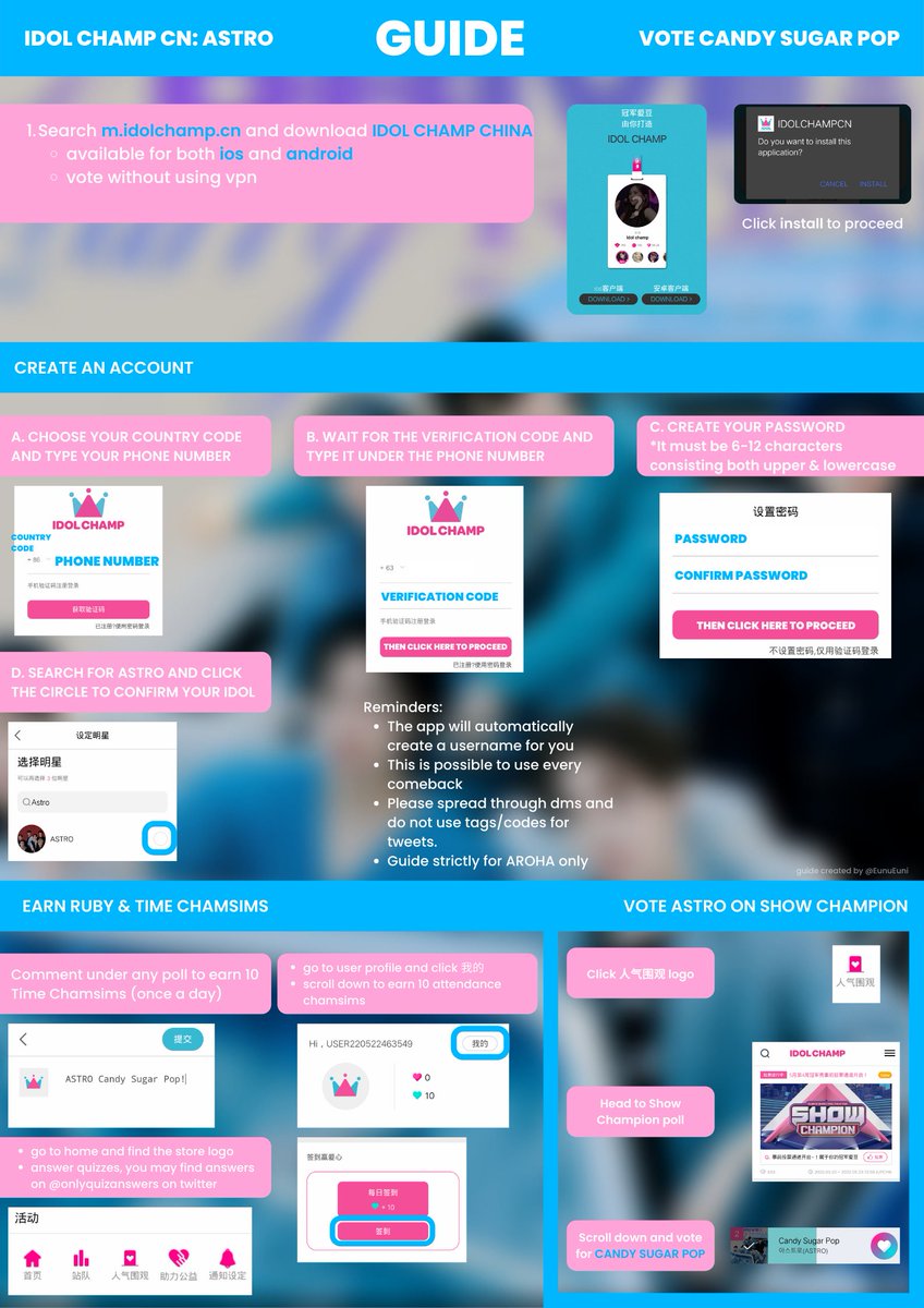 eunueuni's tweet photo. 🚨🆘🚨 A R O H A S 🚨🆘🚨

Let's help CNrohas on ICHAMP CN. We're currently in a close gap and we can use intl fans’ help. 

It's easy to download and you won't need any vp/n. Kindly check the guide below!

I recommend using android! https://t.co/P7MXYZNr3S