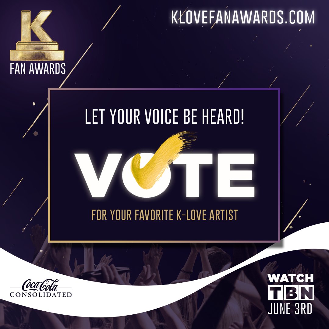 Let YOUR voice be heard! Voting for the 2022 K-LOVE Fan Awards has officially begun. You can cast your vote at hubs.ly/Q01bRQGC0 #klovefanawards #cocacolaconsolidated #klove #TBN #nashville #vote