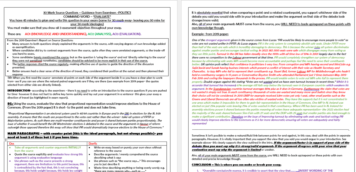 MissMoss_Moose's tweet photo. How to answer source questions for #Edexel #PoliticsALevel exam on Monday- with a worked example and pitfalls to avoid:
https://t.co/TTZ34GUuvx
#politicsexam #politicsrevision https://t.co/ZSTWe2SBOH