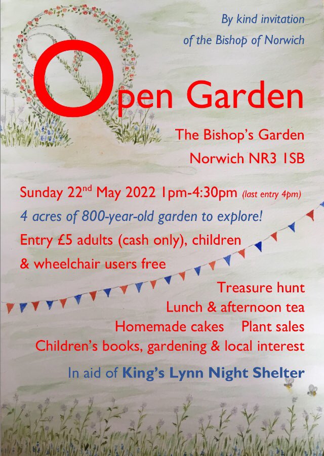 What a glorious day for the Night Shelter’s fundraising event today! Open Garden at the Bishop’s Garden, Norwich, til 4pm with refreshments, cakes, treasure hunt and 4 acres of garden to explore ... all welcome, come and say hello! <a href="/bishopsgardens/">Head Gardener</a> <a href="/bishopnorwich/">Graham Usher</a> <a href="/DioceseNorwich/">Diocese of Norwich</a>