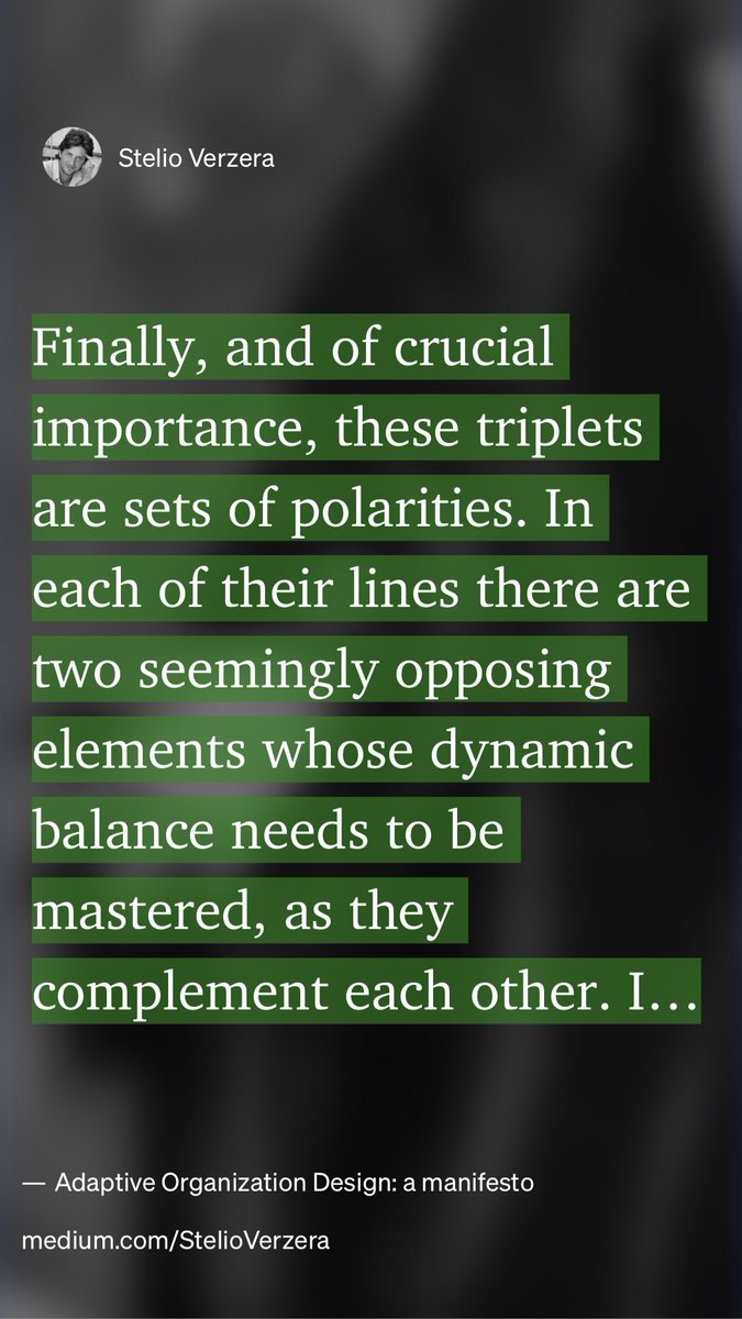 “Adaptive Organization Design: a manifesto” by Stelio Verzera
link.medium.com/3ghTh0QKeqb
#orgdesign #adaptiveness more than #selfmanaged