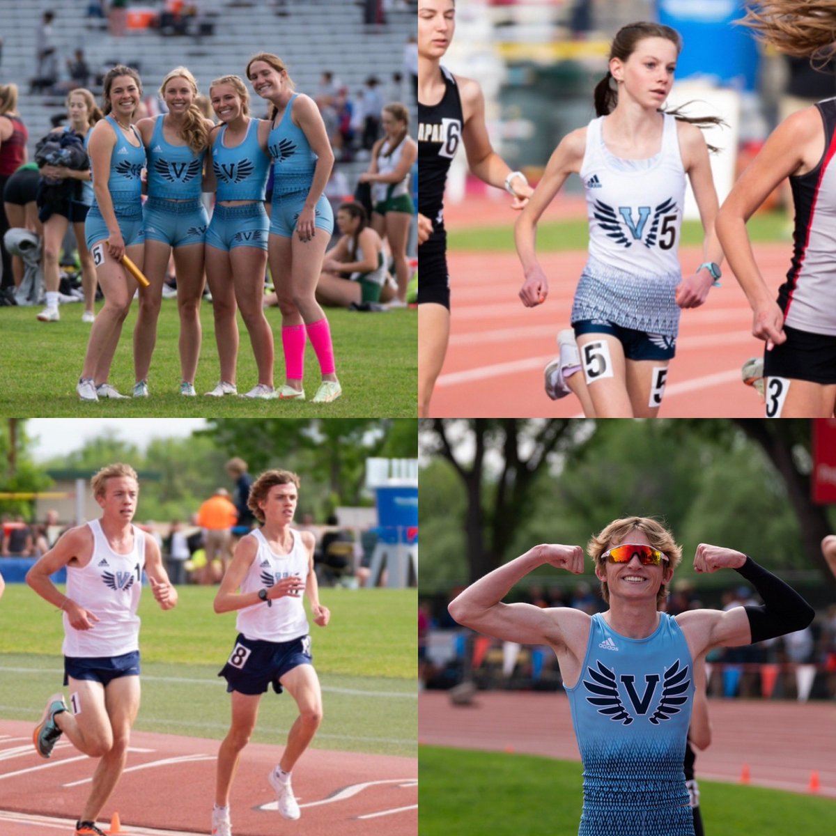 Day 2 of Colorado State Track Meet. (After a “bit” of snow) (Day 3 on Sunday) 

JR Drew Costelow 800m State Champion 

SO Dane Eike
800m-11th

FR Keeghan Edwards
800m-9th

Girls SMR
State Runner Up

Girls 4x200-5th 

JR Jack Wetterling
300m H-onto finals 

Great day for the team