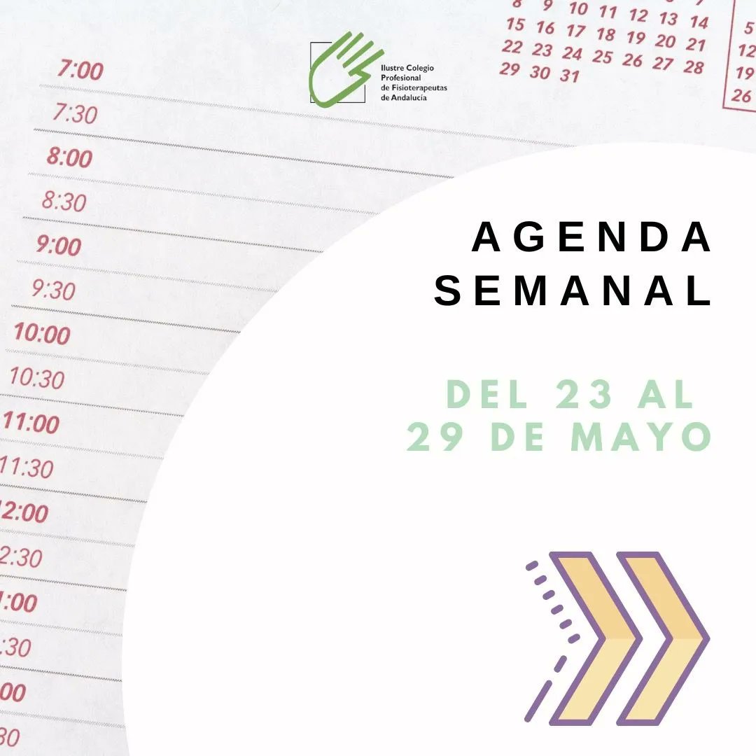 Colfisio's tweet photo. ¡Feliz domingo a tod@s! 😊
Os dejamos aquí la agenda semanal para que podáis conocer las actividades de esta nueva semana.‼️
Podéis consultar el calendario completo en la web 🔝

#Colfisio #fisioterapeutas #fisioterapia #Andalucía  #colegiados #información #ColegiodeFisioterapia https://t.co/cWd1SrEq5L