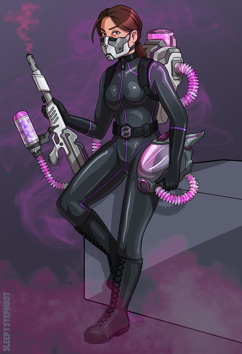 Commishhy for @5479Drone, featuring a helmet based on <a href="/cinnamonvector/">Jess 🏳️‍🌈</a>'s designs.