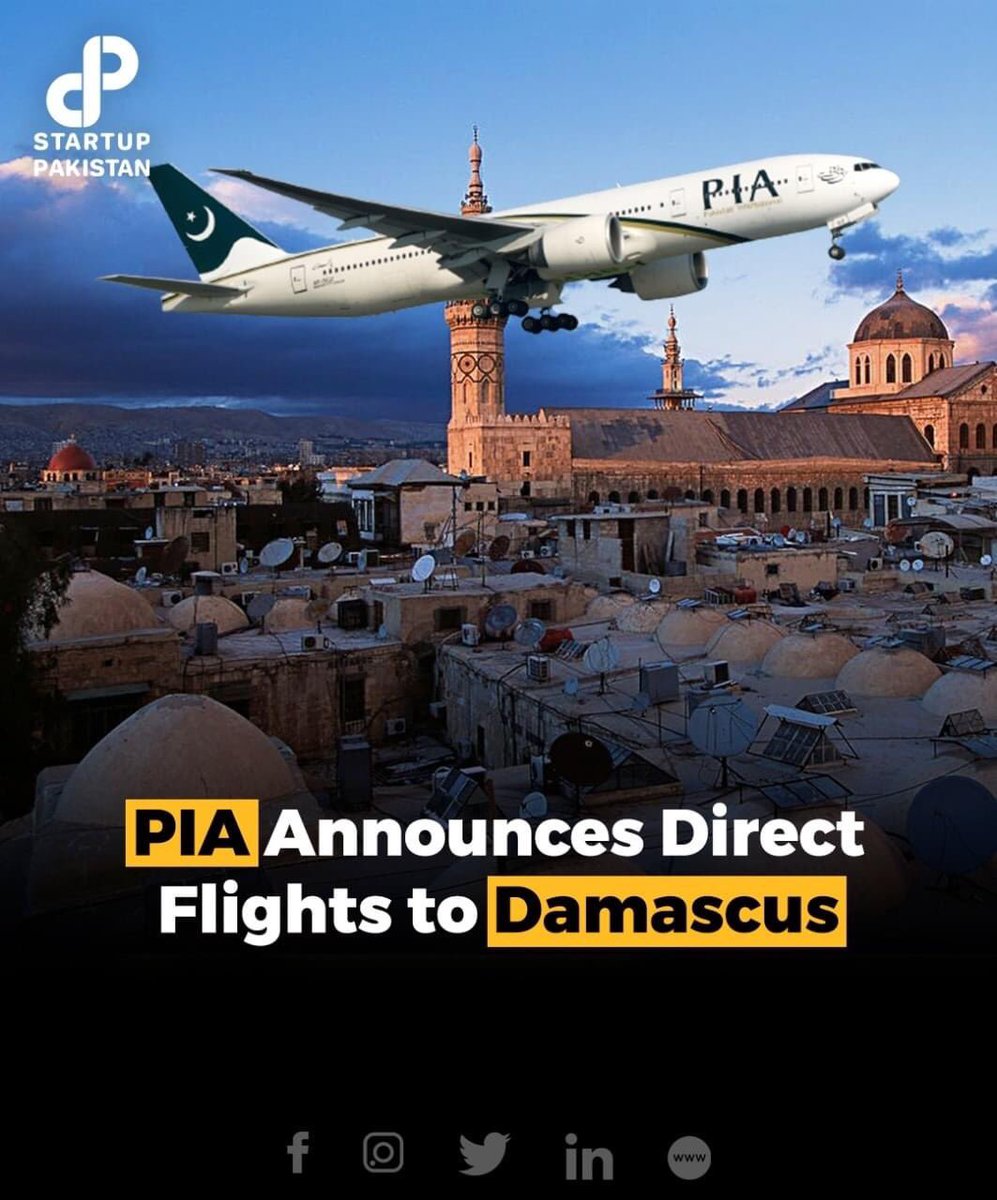 apricottourspk's tweet image. PIA to start direct flights to Damascus