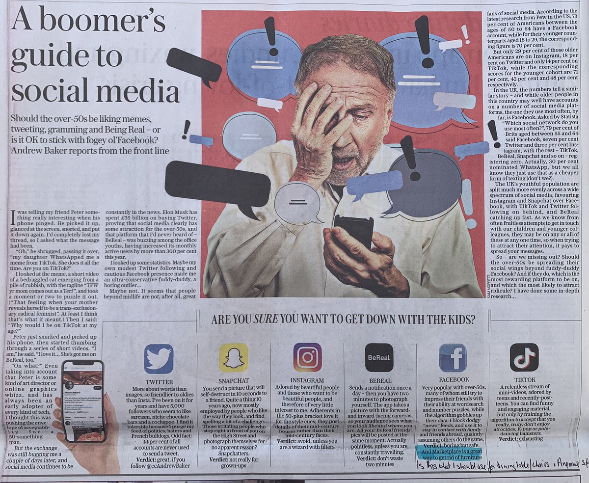 Dear <a href="/Telegraph/">The Telegraph</a> and <a href="/ccAndrewBaker/">Andrew Baker</a> I am 55 years old and a proud #GenX and we are very adept at Instagram, Twitter and TikTok thank you.