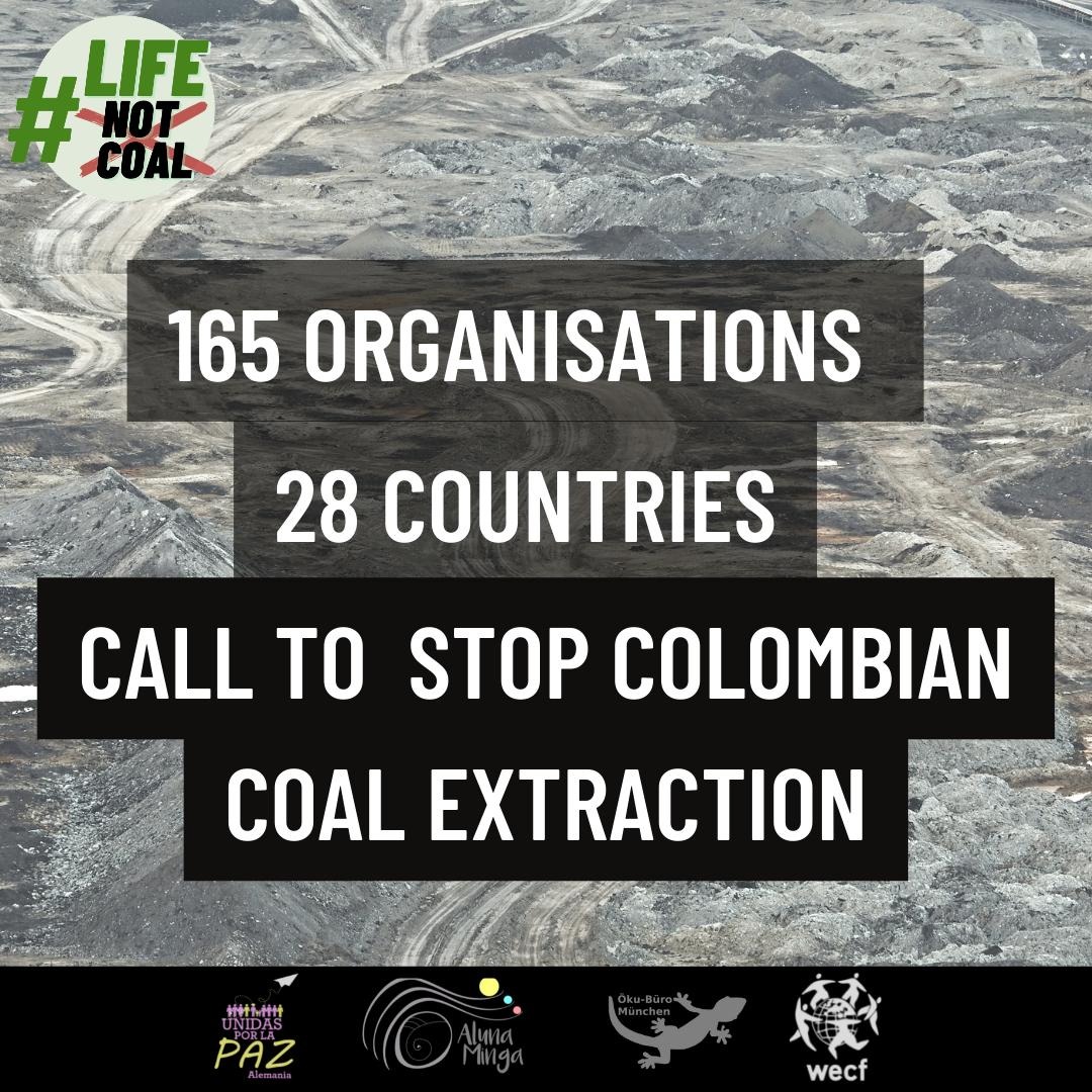 WECF_INT's tweet photo. 🌿✊🏾Today on #BiodiversityDay, we call for the right to a safe, clean, healthy and sustainable environment for all!
📢165 NGOs from 28 different countries call to stop coal mining in #Colombia that threatens its biodiversity and communities' lives!
#LifeNotCoal https://t.co/9SZSvOYKg1
