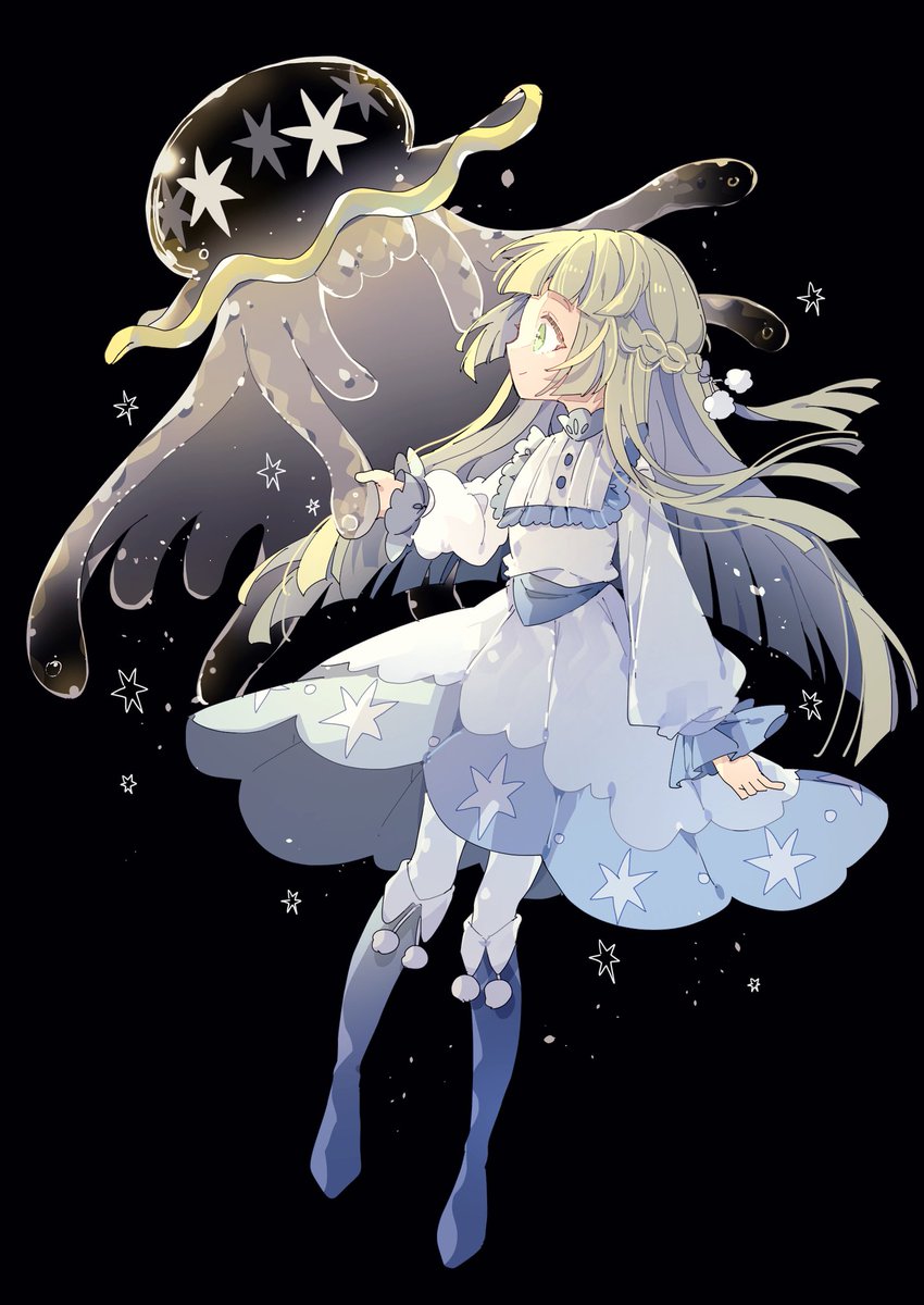 lillie (pokemon) 1girl long hair dress pokemon (creature) green eyes blonde hair braid  illustration images