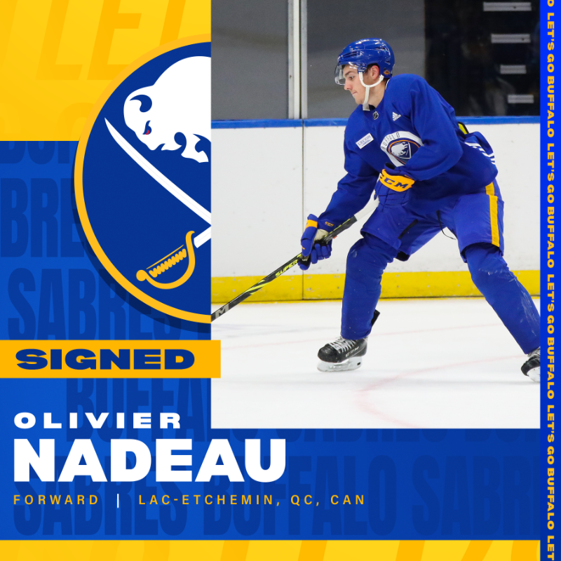 BuffaloSabres's tweet photo. We have signed forward Olivier Nadeau to a three-year, entry-level contract.

#LetsGoBuffalo