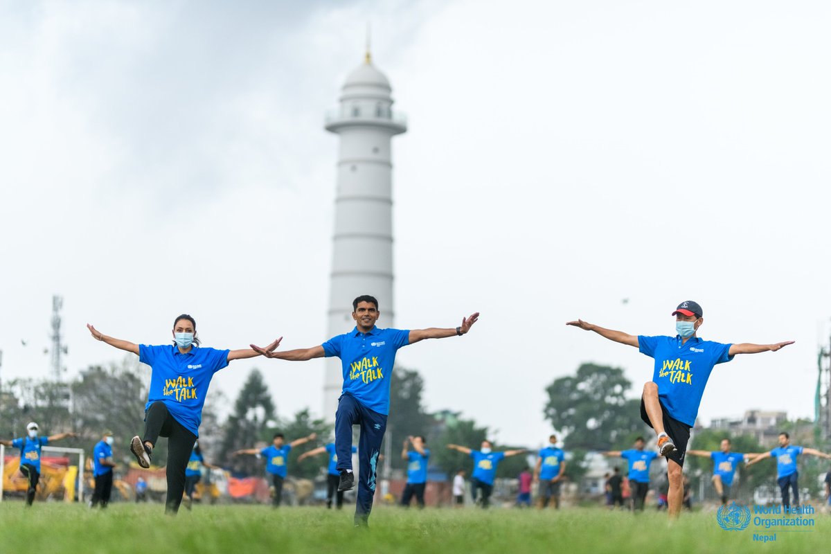 WHONepal's tweet photo. Walk 🚶 Jog 🏃 Run 🏃‍♀️ Cycle 🚴

Regular #PhysicalActivity is one of the best tools we have to #BeatNCDs. Even if today's #WalkTheTalk is over, you can still be active; enjoy its physical, mental &amp; social benefits. 

Learn more about #WalkTheTalk 🔗 https://t.co/fwoJDgjqb5

#Nepal https://t.co/R5GjJgCMY1
