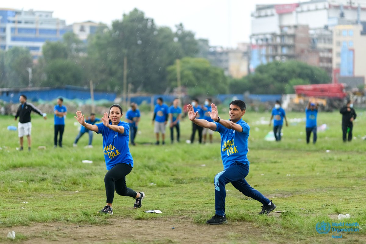 WHONepal's tweet photo. Walk 🚶 Jog 🏃 Run 🏃‍♀️ Cycle 🚴

Regular #PhysicalActivity is one of the best tools we have to #BeatNCDs. Even if today's #WalkTheTalk is over, you can still be active; enjoy its physical, mental &amp; social benefits. 

Learn more about #WalkTheTalk 🔗 https://t.co/fwoJDgjqb5

#Nepal https://t.co/R5GjJgCMY1