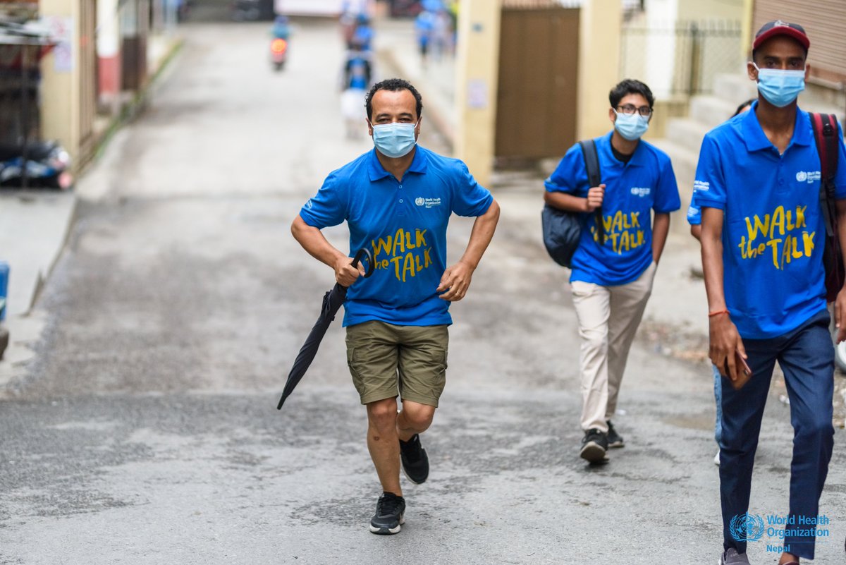 WHONepal's tweet photo. Walk 🚶 Jog 🏃 Run 🏃‍♀️ Cycle 🚴

Regular #PhysicalActivity is one of the best tools we have to #BeatNCDs. Even if today's #WalkTheTalk is over, you can still be active; enjoy its physical, mental &amp; social benefits. 

Learn more about #WalkTheTalk 🔗 https://t.co/fwoJDgjqb5

#Nepal https://t.co/R5GjJgCMY1