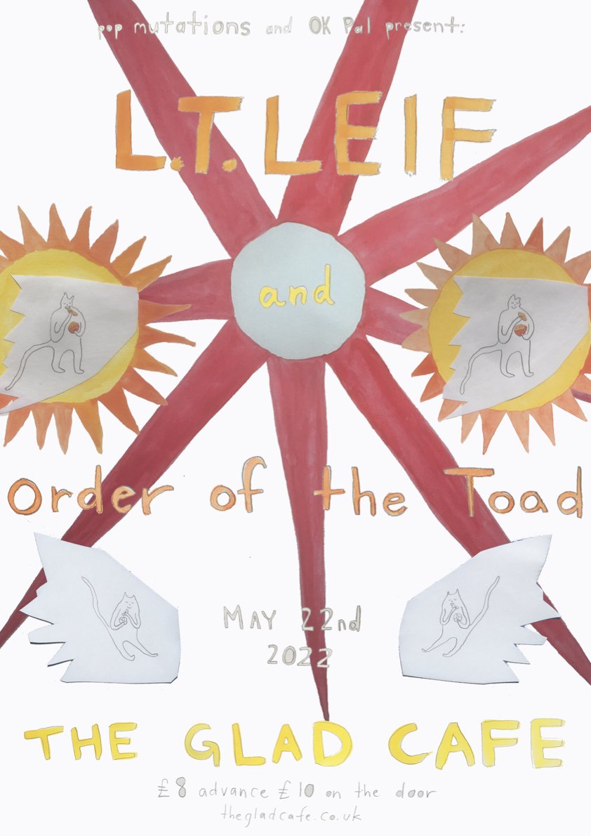 TONIGHT!
<a href="/lauraleif/">ltleif</a> + <a href="/OrderToad/">ORDER of the TOAD</a> 
Adv tix available at link below or £10 on the door (cash only)
🎟: citizenticket.co.uk/events/pop-mut…
Doors 7:30pm
ORDER OF THE TOAD 8pm
L.T. LEIF 9pm