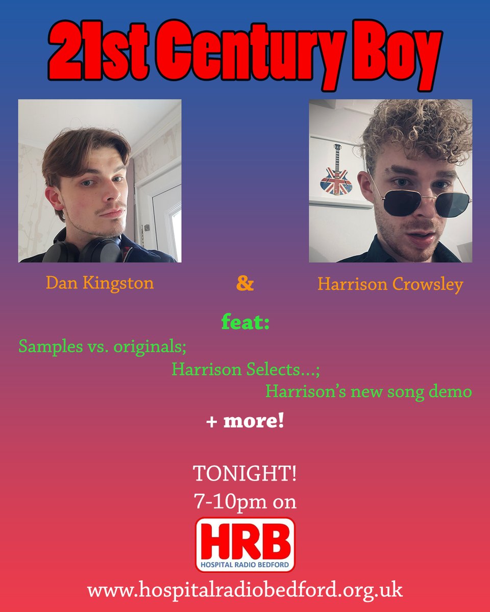 hrbedford's tweet photo. TONIGHT… don't forget to tune in to this #21stCenturyBoy special from @MusicManDan2000, ft. @harrisonjc00!

Listen on https://t.co/lo4l3LVLbC, or via the Radioline or myTuner apps. https://t.co/LRfXU3di6o