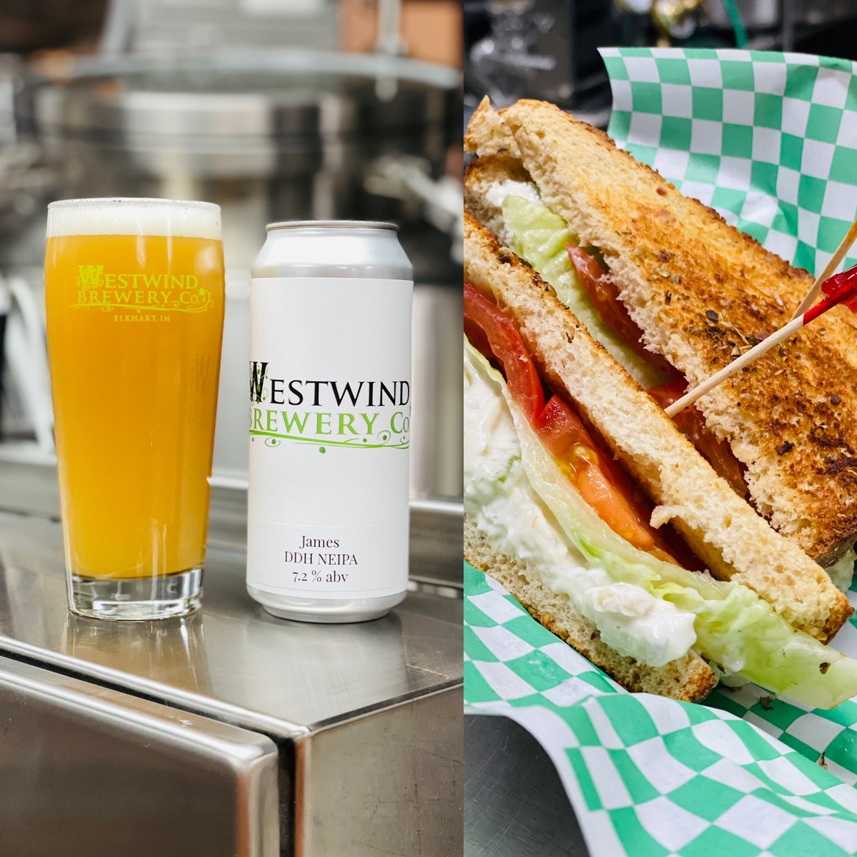 westwindbrewery's tweet photo. Sunday Lunch @westwindbrewery !  Our fresh chicken salad sandwich made with locally sourced Eby’s chicken pairs perfectly with one of our fresh pints of James or Primis 12-4 pm today! Cheers!
#alwaysshareyourbrew https://t.co/f4CJQZpXH1