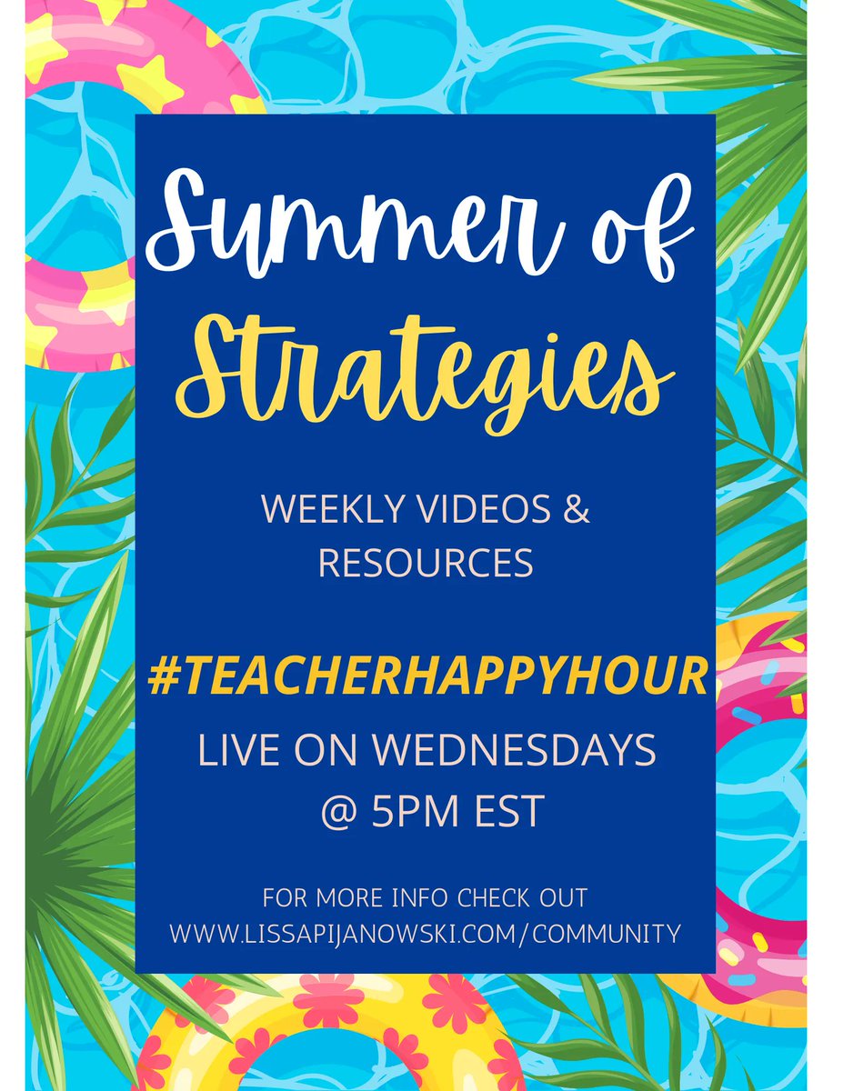 You're invited! Join me for #teacherhappyhour Wednesdays at 5pm EST via Zoom to share instructional strategies that work!  There will be weekly resources and videos as well. June 8,15,22 and July 13,20,27! Click HERE to learn more. buff.ly/3G6AwdU  #AODL #SummerPL