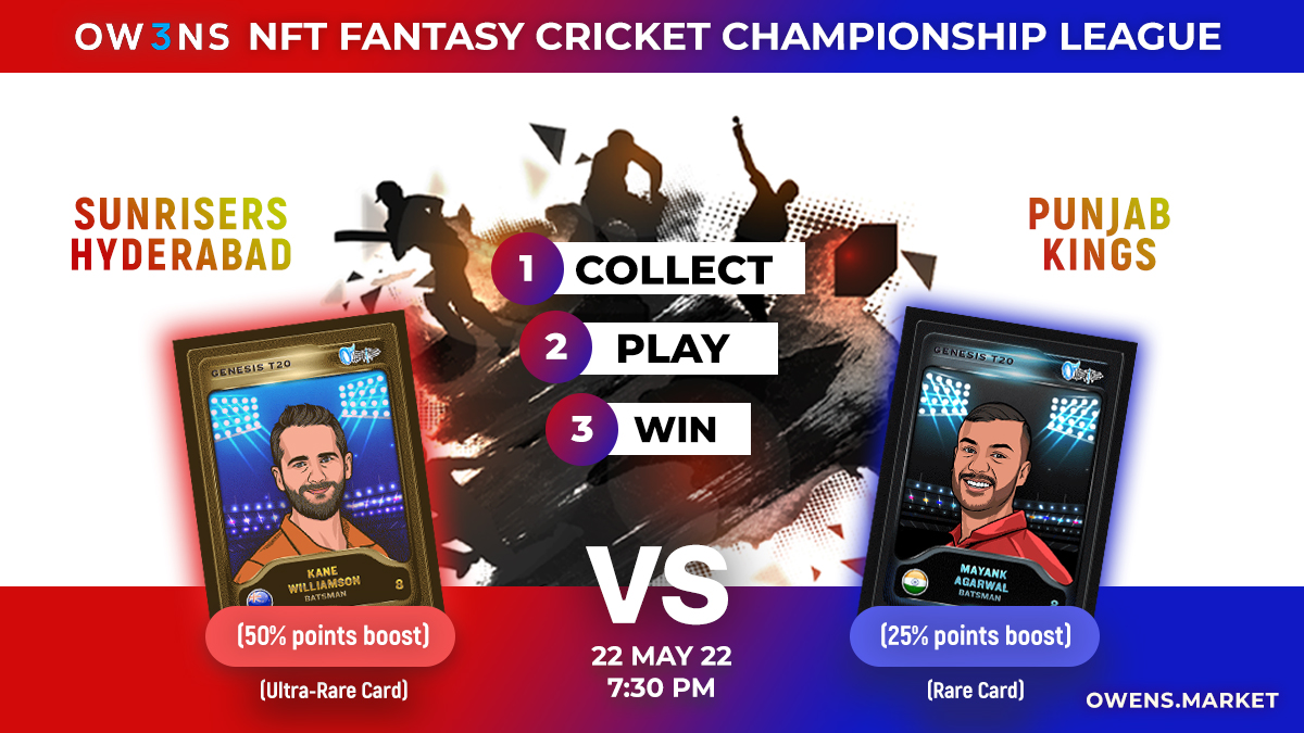 OWENS NFT (@owens_nft) on Twitter photo Which of the bowlers are you rooting for today? #SRHvsPBKS
Umran Malik (SRH)
Bhuvaneshwar Kumar (SRH)
Rahul Chahar (PBKS)
Kagiso Rabada (PBKS)
Anyone Else? Mention in the Comment below 
Pick Your MVP: owens.market/mvp
Choose your MVP before the clock runs out. Which of the bowlers are you rooting for today? #SRHvsPBKS
Umran Malik (SRH)
Bhuvaneshwar Kumar (SRH)
Rahul Chahar (PBKS)
Kagiso Rabada (PBKS)
Anyone Else? Mention in the Comment below 
Pick Your MVP: owens.market/mvp
Choose your MVP before the clock runs out.