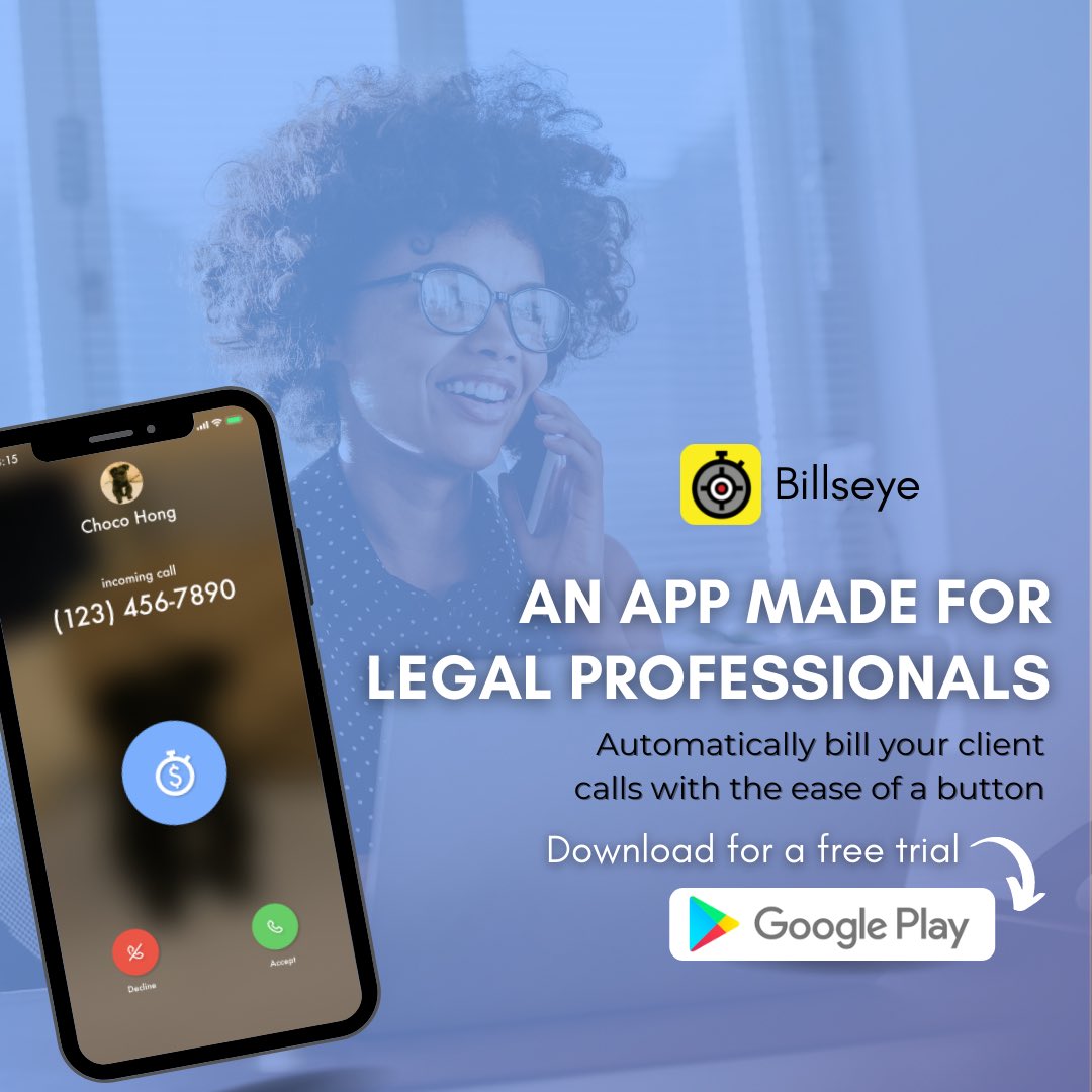 billseye_app's tweet image. 📲 An app for legal professionals created by an attorney! 

Who better would know the struggle of billing client calls! 

#clientcall #mobileapp  #smallbusinessowner #tech #blacktech  #businessneeds #phoneapp #patentedtechnology #moneymanagement #blackowned #legalsolutions