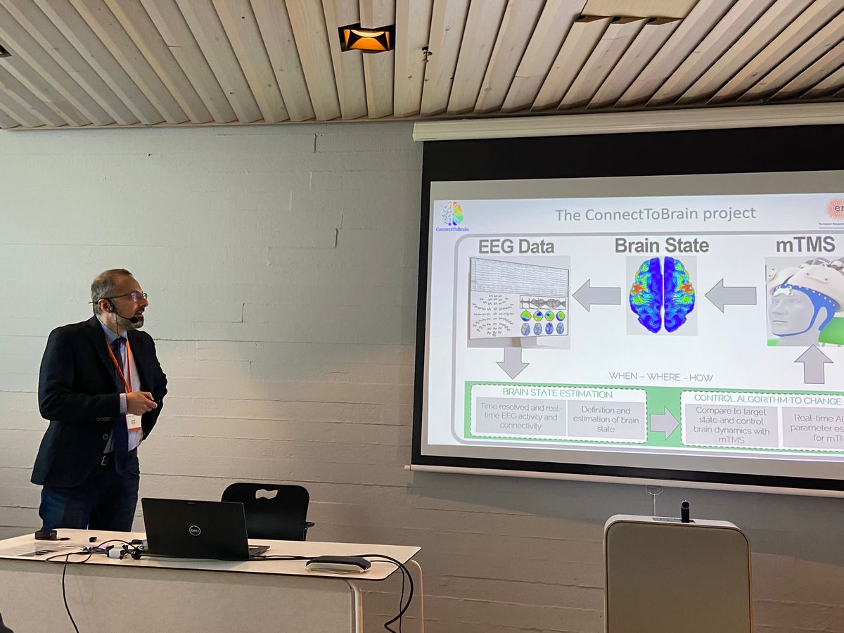 We are developing the closed-loop EEG-mTMS system within the @Connect2Brain consortium!! 🤯🧠😎 @vittomeg is presenting our last achievements within this exciting project, at #icon2022 !! 🧠⚡➰