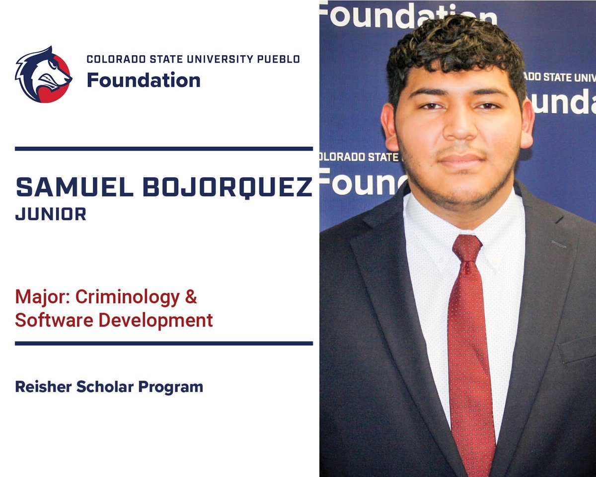 CSUPFoundation's tweet photo. Reisher Scholar Samuel Bojorquez wants to attend law school after finishing his bachelor's at CSU Pueblo. He is a firm believer that pineapple does belong on pizza! #CSUPueblo #ReisherScholar #AmazingStudent https://t.co/rLcpd5CsTW