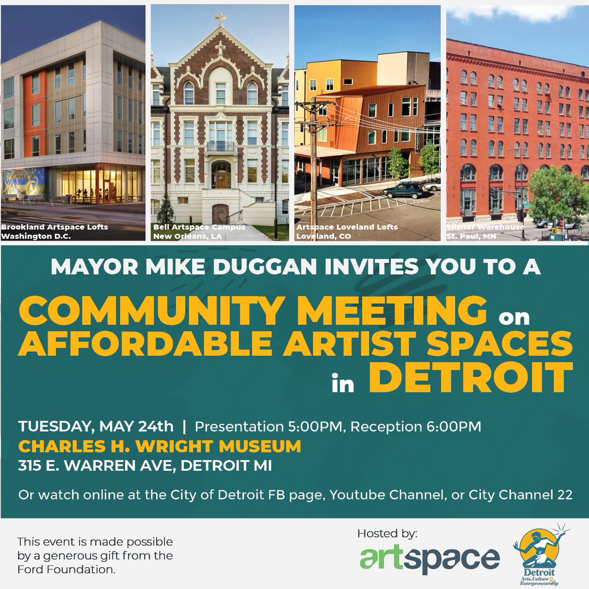 rochelleriley's tweet photo. DETROIT _ Calling all creatives! Do not miss this public meeting on affordable live/work spaces for artists in the city that has one of the most talented creative workforces in America. If it's happening, it's happening in Detroit! @CityofDetroit
https://t.co/ps5PSDNGPi https://t.co/W19TsXQmPf