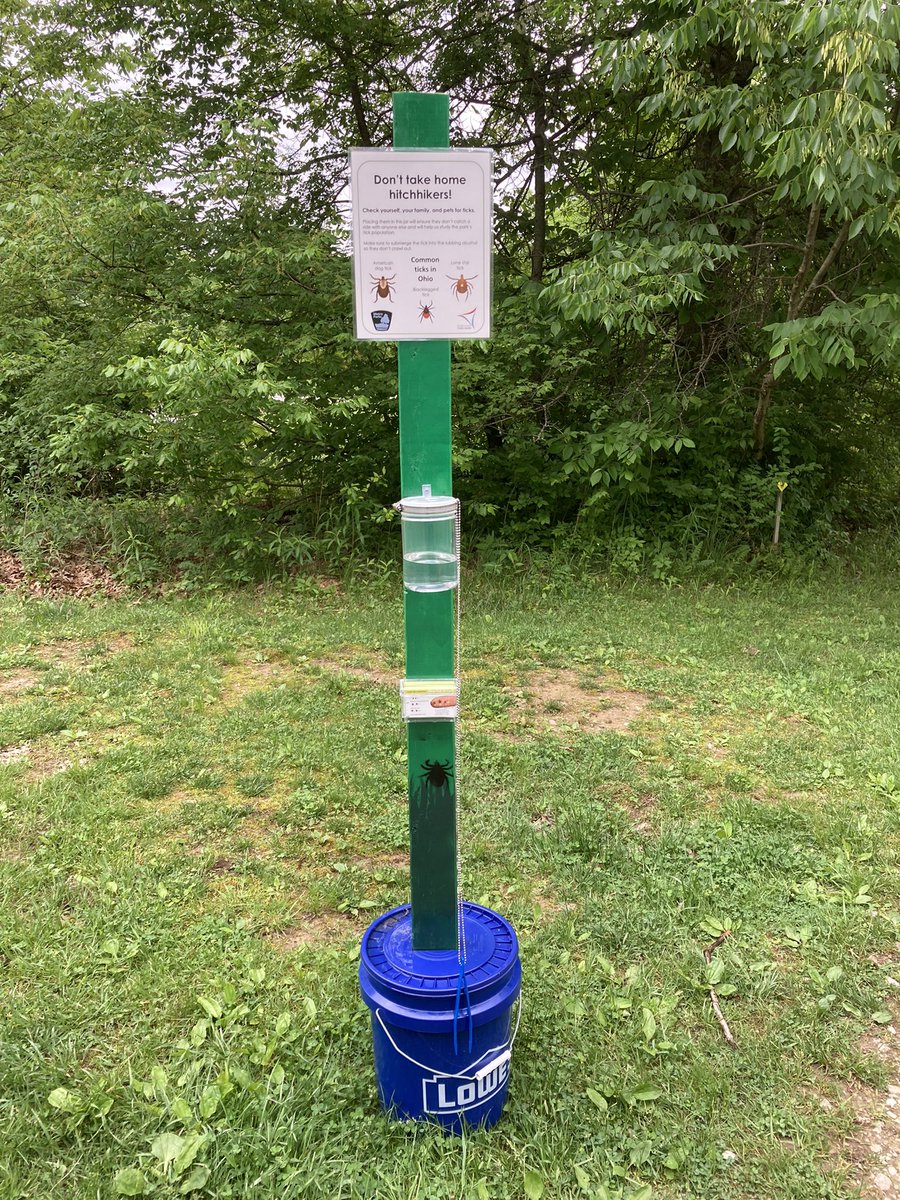 RisaPesapane's tweet photo. I really LOVE the new pick-off-your-ticks stations that have been installed in our @CbusMetroParks 😍 with tick ID info, tweezers, and a jar for surveillance! I see some D. variabilis inside so ppl are using these stations!! https://t.co/jg2bNk89MY