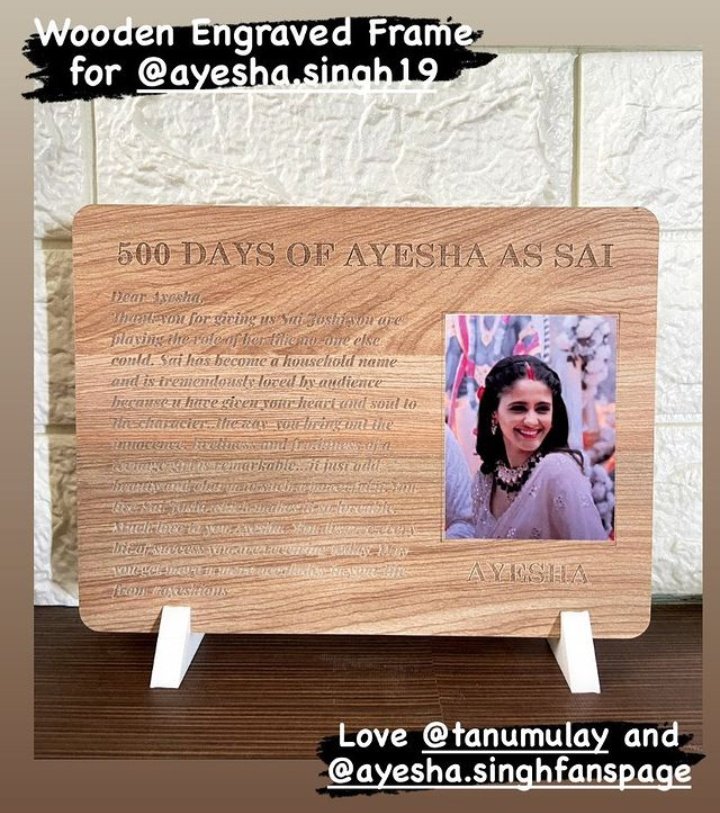 PriyaPr07440737's tweet photo. Wooden Engraved Frame for Ayeshu...❤️✨
#AyeshaSingh #GhumHaiKisikeyPyaarMeiin https://t.co/QlYo6KsQ80