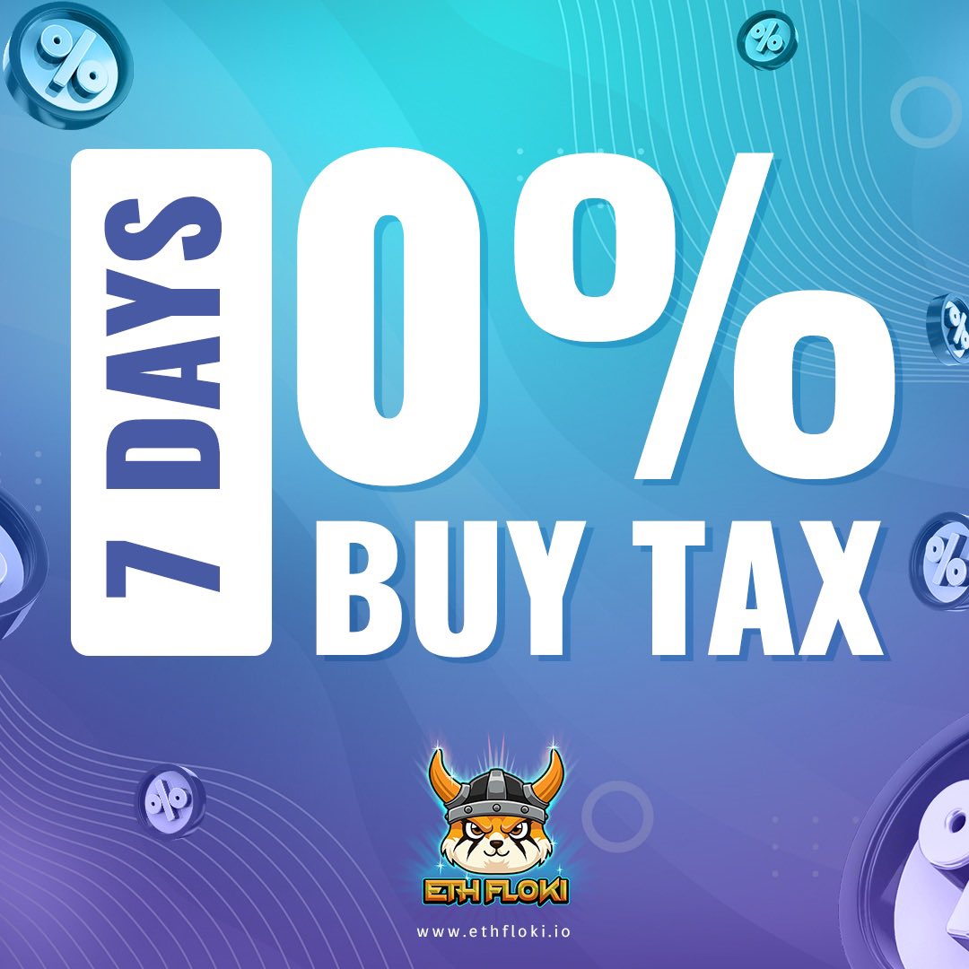 $Floki Vikings Join us on telegram &amp; learn about $EthFloki 

For one week only our buy tax is reduced from 12% to 0% 

t.me/Eth_Floki_Offi…